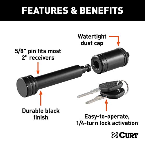 CURT 23518 Black Trailer Hitch Lock Fits 2-Inch Receiver