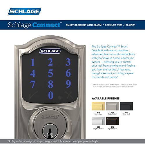 Smart Deadbolt With Alarm Inbuilt Camelot Trim In Bright Brass