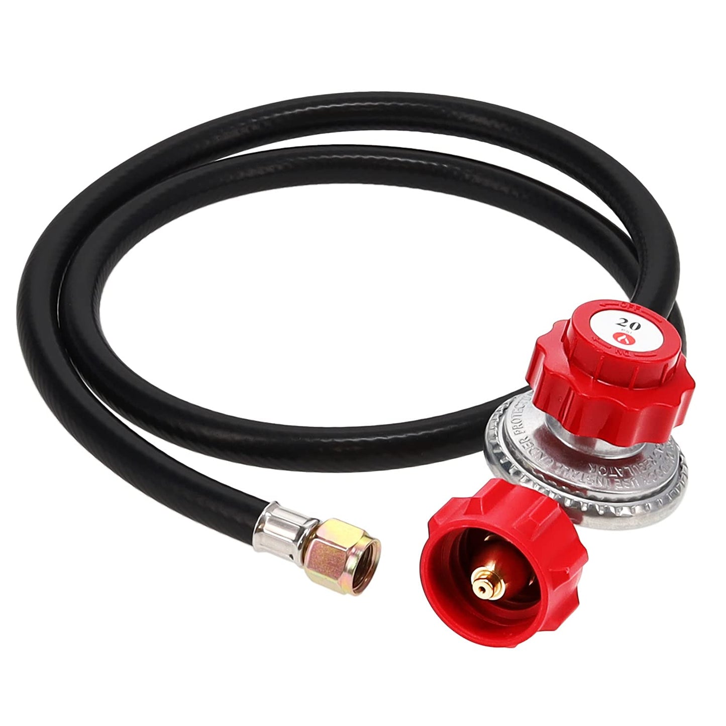 High Pressure 0-20 PSI Adjustable Regulator with Red QCC-1 Type Hose
