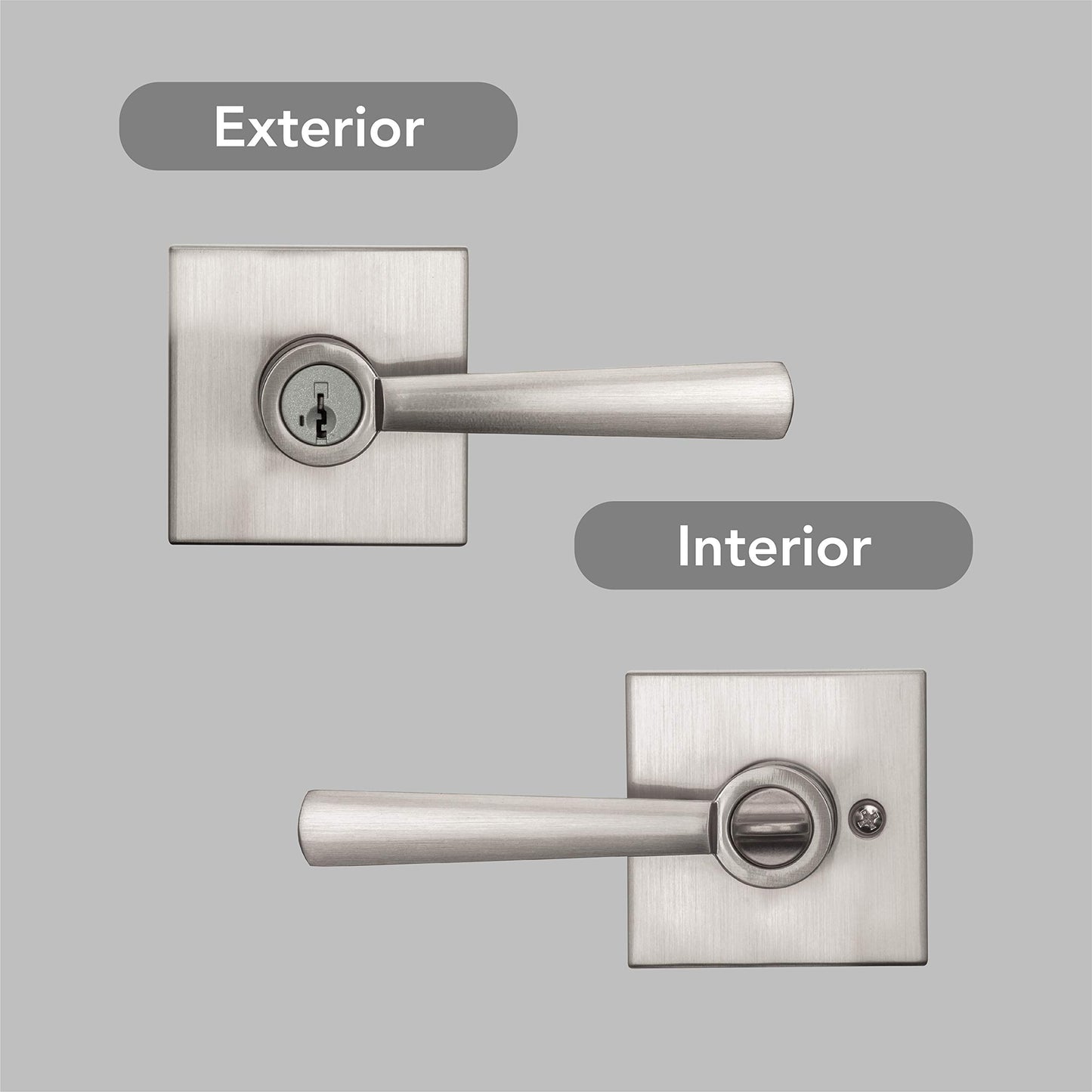 Entry Door Handle Reversible Lever with Keyed Lock