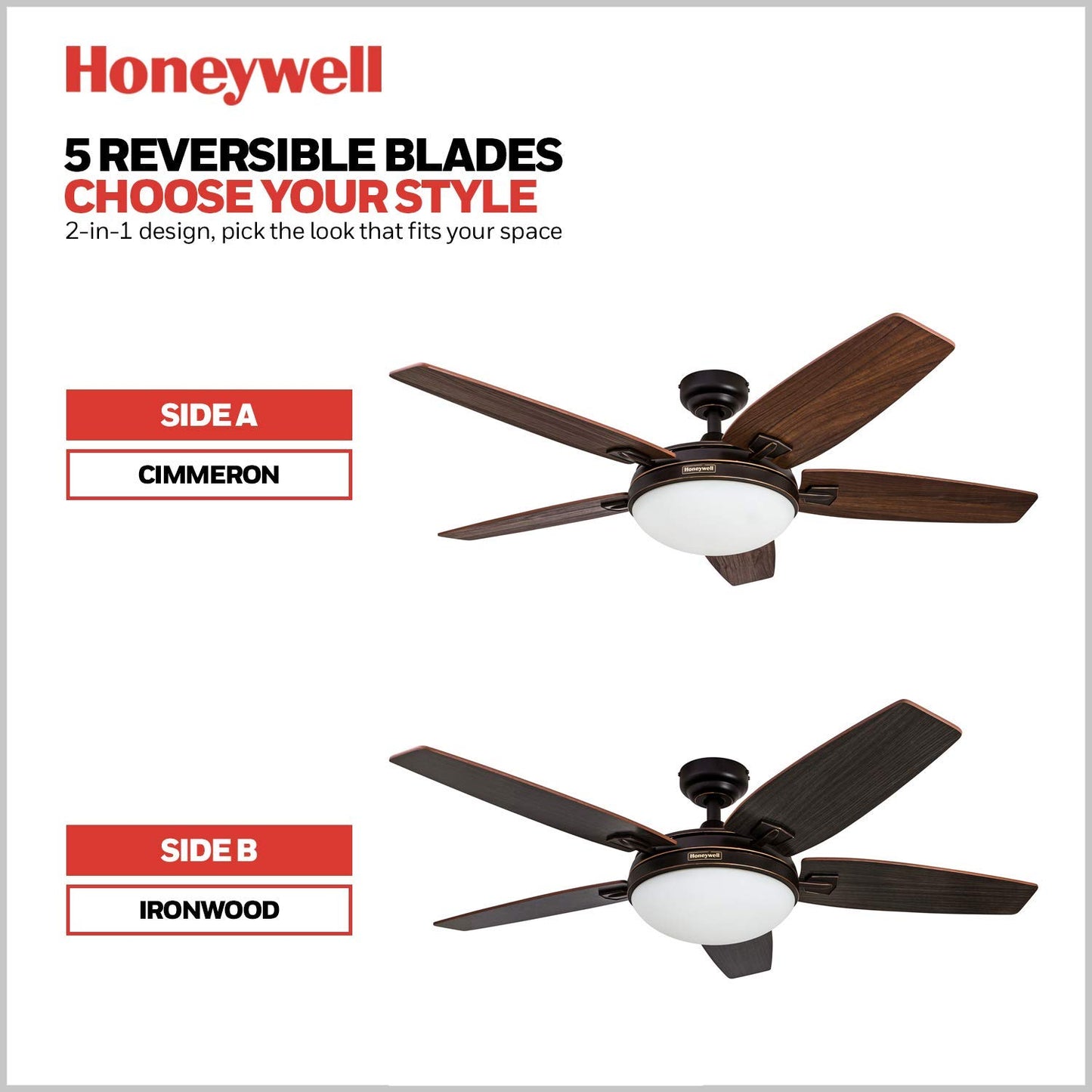 Honeywell Dual Finish Ceiling Fans Carmel, 48 Inch