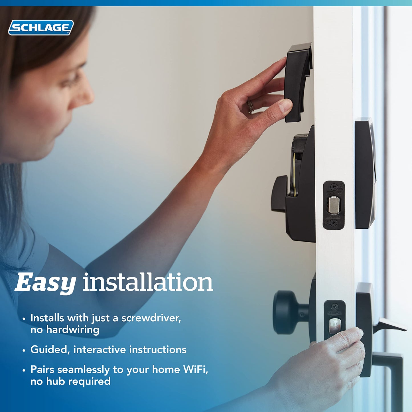 Encode Smart Wi-Fi Deadbolt with Camelot Trim in Matte Black