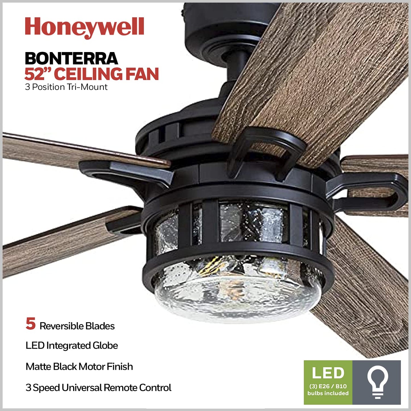 Honeywell Ceiling Fans with Light and Remote Control